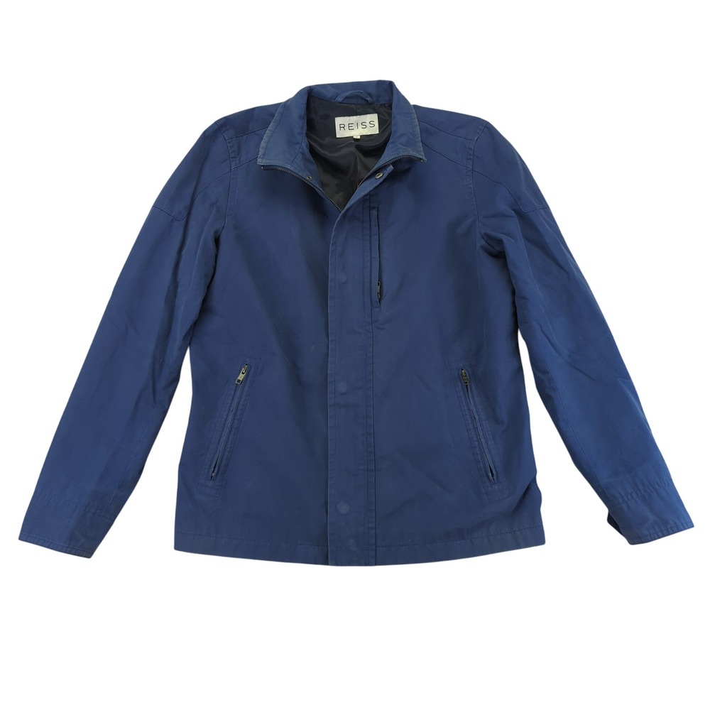 REISS Harrington‎ Jacket Men's Medium Blue Cotton Casual Jacket Full Zip Pockets